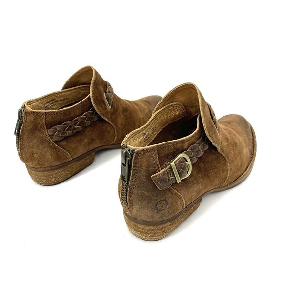 Born Sylvia Distressed Suede Ankle Booties Womens Size 7 M Tobacco Combo Brown - Picture 10 of 13